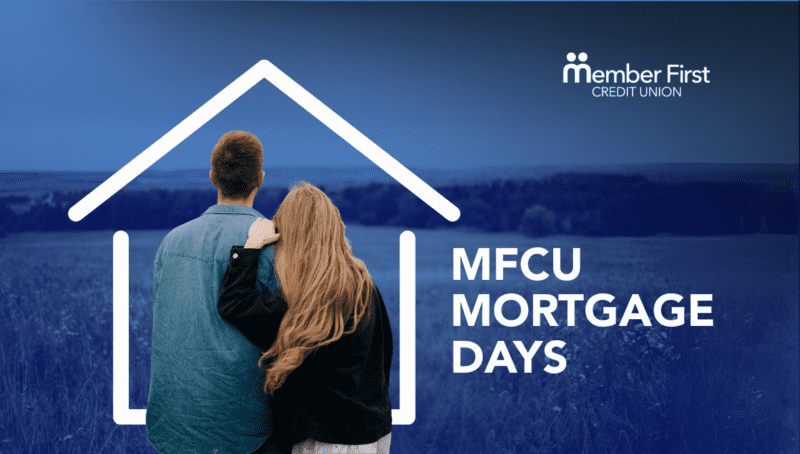 Back view of couple standing together looking at a sceanic landscape in MFCU Mortgage Days blog cover